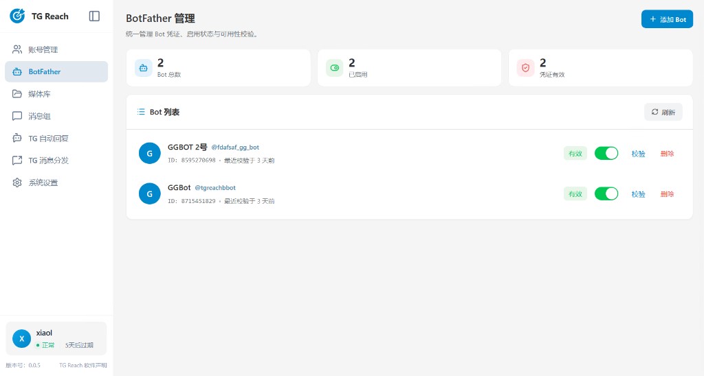 BotFather 管理界面截图